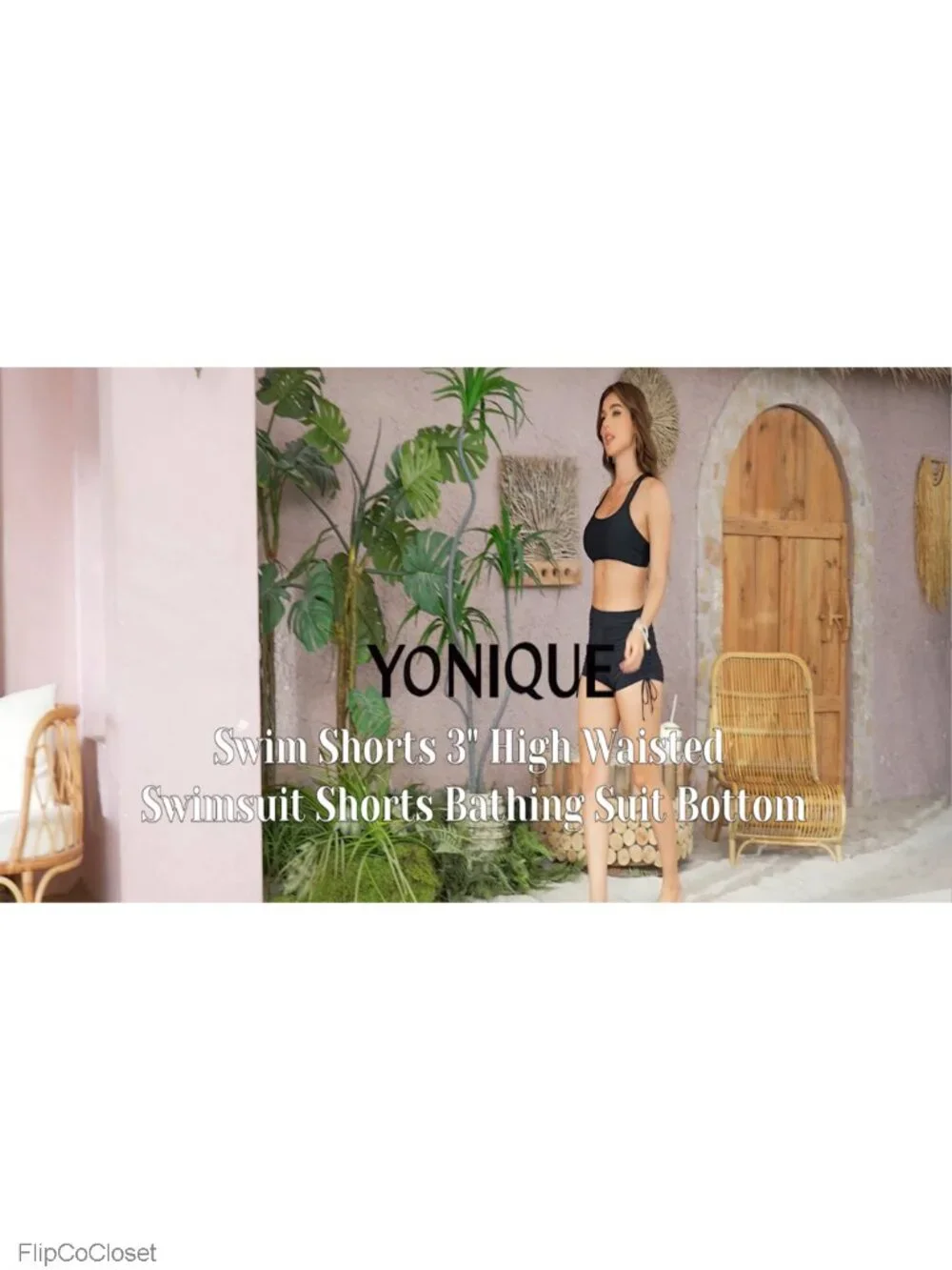 High Waisted Swim Shorts Tummy Control Adjustable Side Tie Quick Dry Boyshort